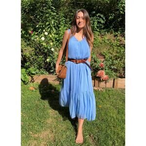 FRNCH Paris Blue Midi Dress — Made in Italy